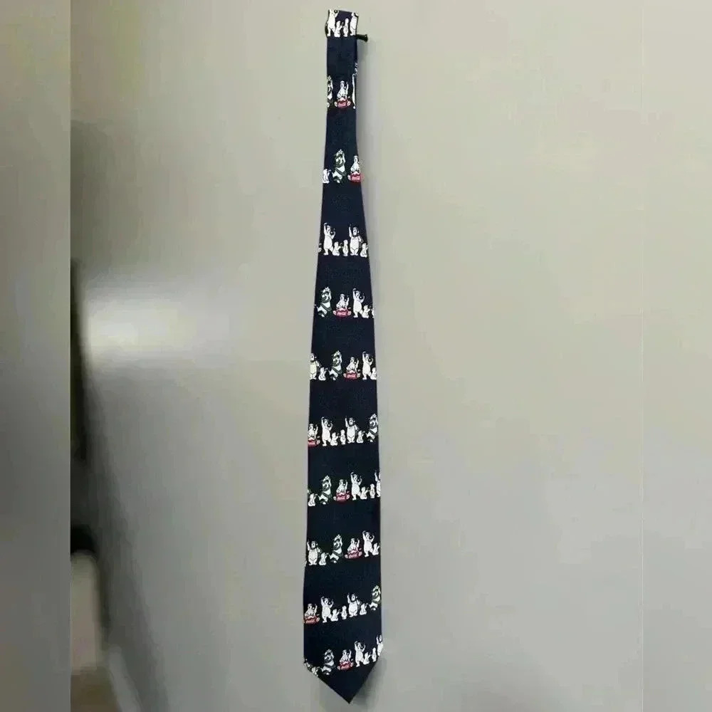 SOLD Vintage 1990’s Coca-Cola Polar Bear Christmas 100% Silk Men’s Neck Tie - Picture 7 of 8